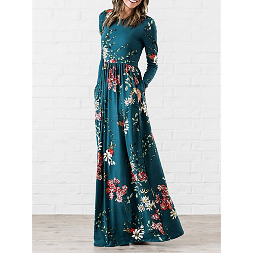 Women's Basic Maxi Sheath Dress - Floral Print Wine Blue Navy Blue S M L XL 
Women's Basic Maxi Sheath Dress - Floral Print Wine Blue Navy Blue S M L XL