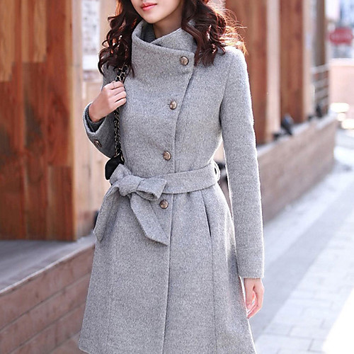 Women's Daily / Work Basic / Street chic Fall / Winter Plus Size Long Pea Coat, Solid Colored Stand Long Sleeve Polyester / Wool Blend Drawstring Black / Gray / Khaki
Women's Daily / Work Basic / Street chic Fall / Winter Plus Size Long Pea Coat, Solid Colored Stand Long Sleeve Polyester / Wool Blend Drawstring Black / Gray / Khaki