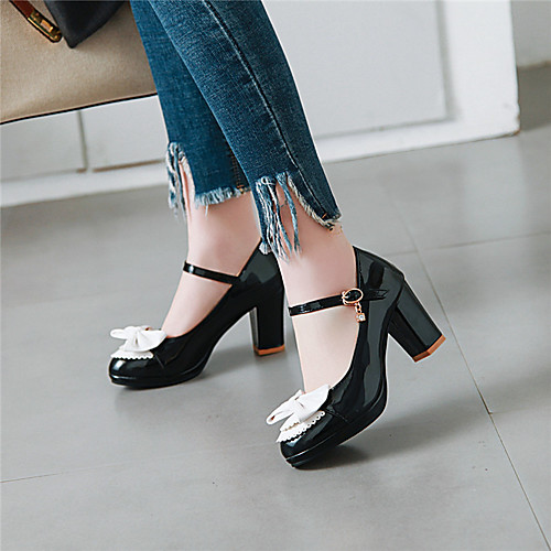 Women's Heels Chunky Heel Round Toe Bowknot Patent Leather Sweet / Preppy Summer Black / White / Red / Wedding / Party & Evening / Color Block
Women's Heels Chunky Heel Round Toe Bowknot Patent Leather Sweet / Preppy Summer Black / White / Red / Wedding / Party & Evening / Color Block