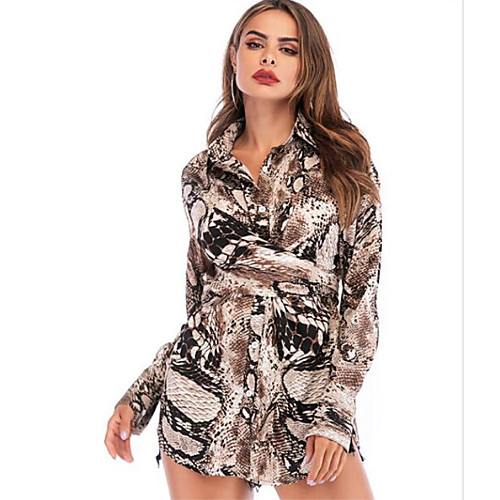 Women's Halloween Street chic Shirt - Snake Print Patchwork / Print Shirt Collar Brown
Women's Halloween Street chic Shirt - Snake Print Patchwork / Print Shirt Collar Brown