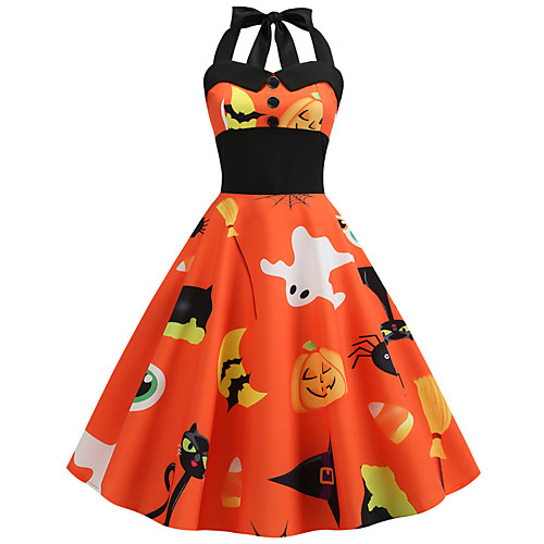 Women's Halloween Street chic Swing Dress - Abstract Halter Neck Orange S M L XL
Women's Halloween Street chic Swing Dress - Abstract Halter Neck Orange S M L XL