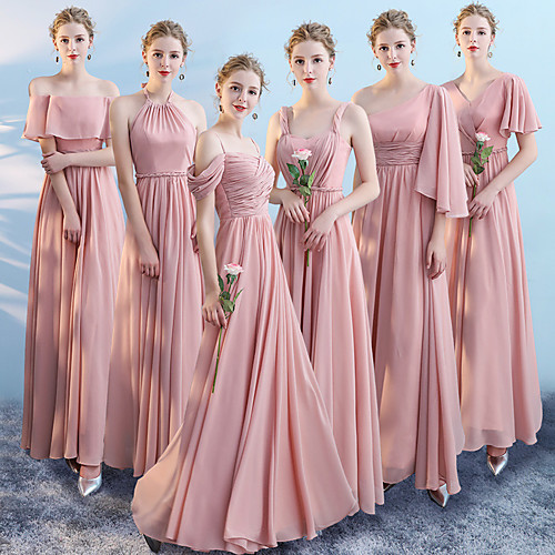 Sheath / Column V Neck / Strapless / Halter Neck Floor Length Chiffon Bridesmaid Dress with Ruching by LAN TING Express
Sheath / Column V Neck / Strapless / Halter Neck Floor Length Chiffon Bridesmaid Dress with Ruching by LAN TING Express