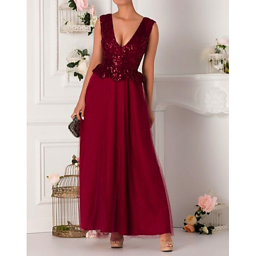 A-Line Plunging Neck Ankle Length Chiffon / Sequined Open Back Formal Evening Dress with Sequin by LAN TING Express
A-Line Plunging Neck Ankle Length Chiffon / Sequined Open Back Formal Evening Dress with Sequin by LAN TING Express