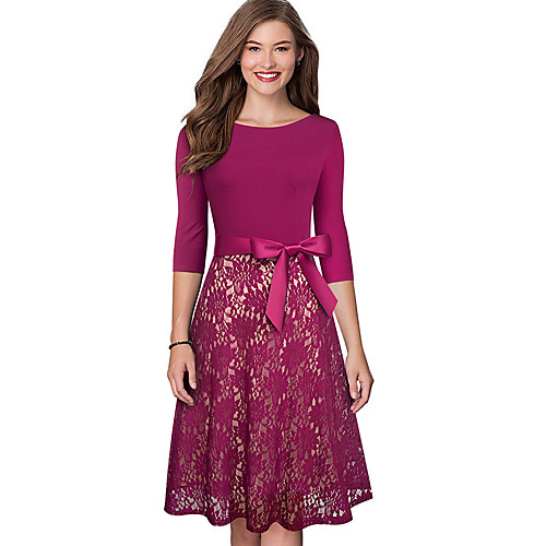 Women's Daily Wear Office Party Sophisticated Elegant A Line Dress - Solid Colored Color Block Lace Lace up Patchwork Black Wine S M L XL
Women's Daily Wear Office Party Sophisticated Elegant A Line Dress - Solid Colored Color Block Lace Lace up Patchwork Black Wine S M L XL
