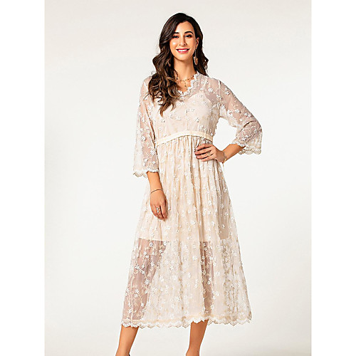 Women's Daily Wear Holiday Basic A Line Dress - Snowflake White, Mesh Patchwork Beige S M
Women's Daily Wear Holiday Basic A Line Dress - Snowflake White, Mesh Patchwork Beige S M