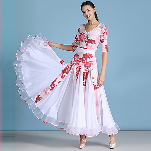 Ballroom Dance Dresses Women's Training Spandex / Tulle Pattern / Print / Ruching / Split Joint Half Sleeve Dress
Ballroom Dance Dresses Women's Training Spandex / Tulle Pattern / Print / Ruching / Split Joint Half Sleeve Dress