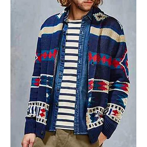 Men's Geometric Long Sleeve Cardigan, Turndown Blue US36 / UK36 / EU44 / US38 / UK38 / EU46 / US40 / UK40 / EU48
Men's Geometric Long Sleeve Cardigan, Turndown Blue US36 / UK36 / EU44 / US38 / UK38 / EU46 / US40 / UK40 / EU48