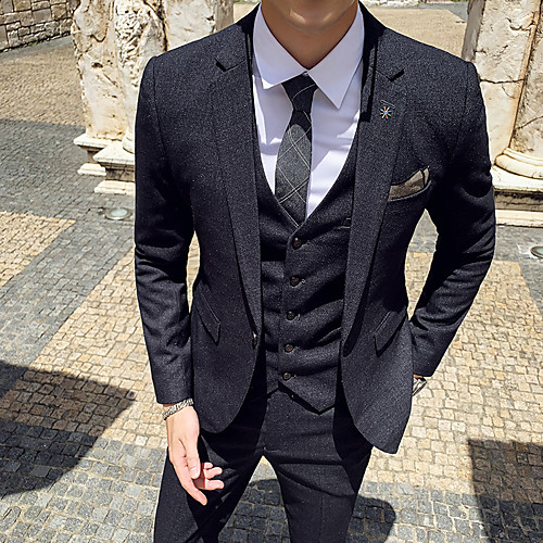 Black / Gray Solid Colored Slim Fit Polyester Suit - Notch Single Breasted One-button
Black / Gray Solid Colored Slim Fit Polyester Suit - Notch Single Breasted One-button