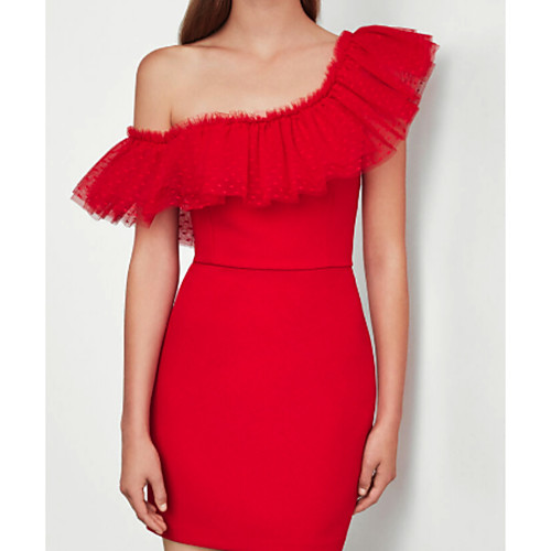 Sheath / Column One Shoulder Short / Mini Polyester Cocktail Party Dress with Draping / Ruffles by LAN TING Express
Sheath / Column One Shoulder Short / Mini Polyester Cocktail Party Dress with Draping / Ruffles by LAN TING Express