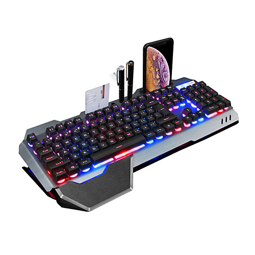 Wired RGB Backlit Metal Gaming Keyboard with Wrist Rest and Phone Holder Multicolor Illuminous Gamer
Wired RGB Backlit Metal Gaming Keyboard with Wrist Rest and Phone Holder Multicolor Illuminous Gamer