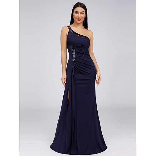 A-Line One Shoulder Floor Length Sequined / Jersey Formal Evening Dress with Sequin / Side Draping / Split Front by LAN TING Express
A-Line One Shoulder Floor Length Sequined / Jersey Formal Evening Dress with Sequin / Side Draping / Split Front by LAN TING Express