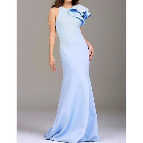 Sheath / Column Jewel Neck Floor Length Satin Mother of the Bride Dress with Ruffles by LAN TING Express
Sheath / Column Jewel Neck Floor Length Satin Mother of the Bride Dress with Ruffles by LAN TING Express