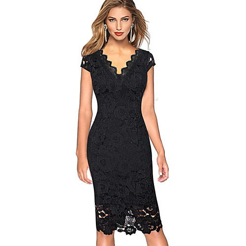 Women's Party & Evening Office Basic Elegant Shift Sheath Dress - Solid Colored Lace V Neck Cotton Lace Black S M L XL
Women's Party & Evening Office Basic Elegant Shift Sheath Dress - Solid Colored Lace V Neck Cotton Lace Black S M L XL