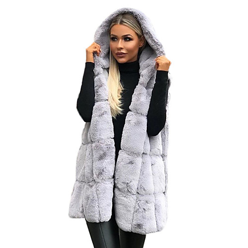 Women's Daily Street chic Fall & Winter Regular Faux Fur Coat, Solid Colored Hooded Sleeveless Faux Fur Patchwork Black / Brown / Gray / Oversized
Women's Daily Street chic Fall & Winter Regular Faux Fur Coat, Solid Colored Hooded Sleeveless Faux Fur Patchwork Black / Brown / Gray / Oversized