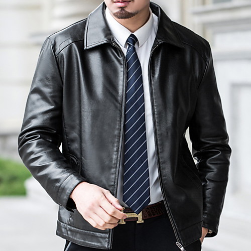 Men's Daily Regular Leather Jacket, Solid Colored Shirt Collar Long Sleeve PU Black / Brown
Men's Daily Regular Leather Jacket, Solid Colored Shirt Collar Long Sleeve PU Black / Brown