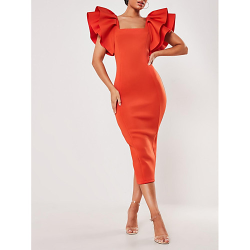 Sheath / Column Square Neck Ankle Length Polyester Formal Evening Dress with Draping by LAN TING Express
Sheath / Column Square Neck Ankle Length Polyester Formal Evening Dress with Draping by LAN TING Express
