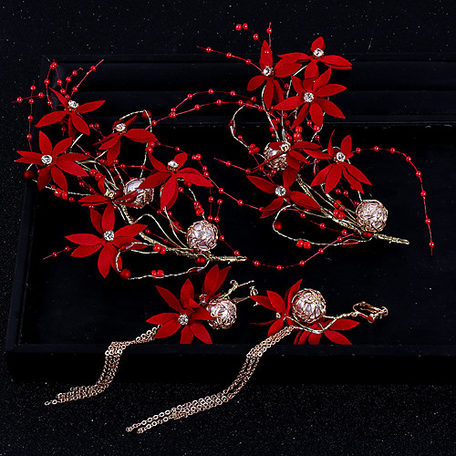 Women's Bridal Jewelry Sets Floral Theme Fashion Pearl Earrings Jewelry Red For Wedding Party 1 set
Women's Bridal Jewelry Sets Floral Theme Fashion Pearl Earrings Jewelry Red For Wedding Party 1 set