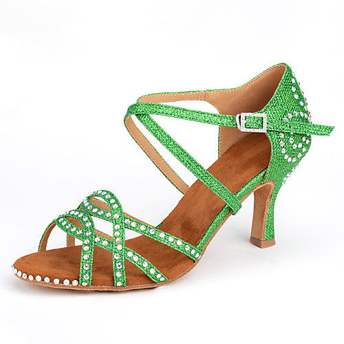 Women's Dance Shoes Synthetics Latin Shoes Sparkling Glitter / Crystals / Glitter Heel Flared Heel Customizable Gold / Green / Practice
Women's Dance Shoes Synthetics Latin Shoes Sparkling Glitter / Crystals / Glitter Heel Flared Heel Customizable Gold / Green / Practice