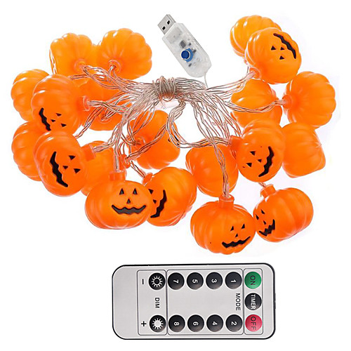 Halloween String Lights 3m 20LED 3D Jack-O-Lantern Pumpkin USB Powered with 13Keys Remote Control Cute Spooky Halloween Indoor Outdoor Decorations
Halloween String Lights 3m 20LED 3D Jack-O-Lantern Pumpkin USB Powered with 13Keys Remote Control Cute Spooky Halloween Indoor Outdoor Decorations