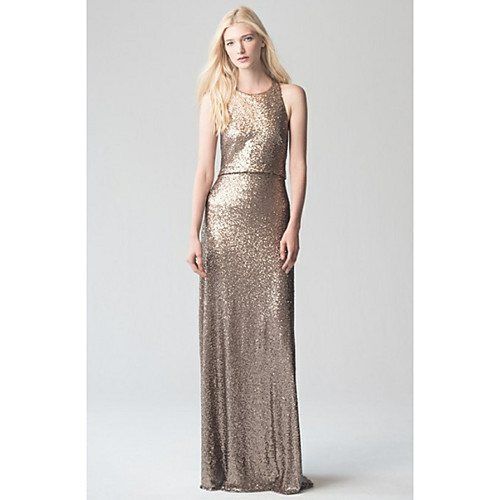 Sheath / Column Halter Neck Sweep / Brush Train Sequined Bridesmaid Dress with Sequin by LAN TING Express
Sheath / Column Halter Neck Sweep / Brush Train Sequined Bridesmaid Dress with Sequin by LAN TING Express