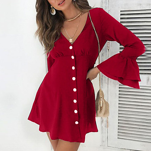Women's Vacation Basic A Line Dress - Solid Colored Ruffle Lace up Wine Green S M L XL
Women's Vacation Basic A Line Dress - Solid Colored Ruffle Lace up Wine Green S M L XL