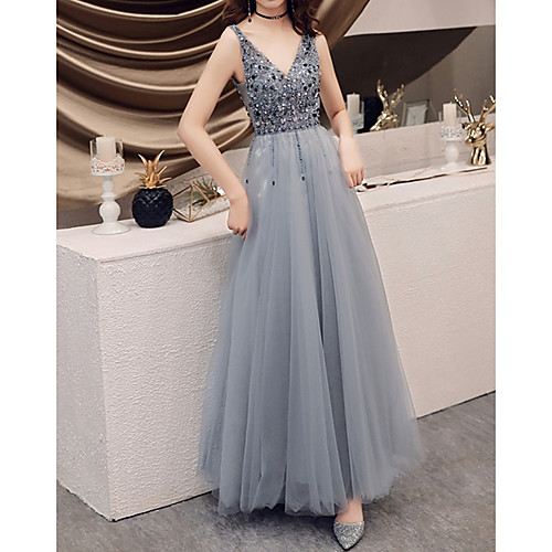 A-Line Plunging Neck Floor Length Tulle Open Back Prom Dress with Beading / Sequin by LAN TING Express
A-Line Plunging Neck Floor Length Tulle Open Back Prom Dress with Beading / Sequin by LAN TING Express