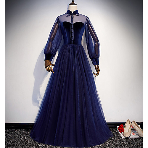 A-Line High Neck Floor Length Tulle Prom Dress with Bow(s) / Buttons by LAN TING Express
A-Line High Neck Floor Length Tulle Prom Dress with Bow(s) / Buttons by LAN TING Express