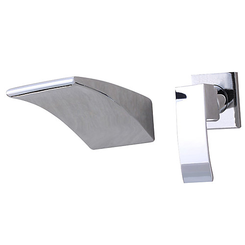 Bathroom Sink Faucet - Waterfall Chrome Wall Mounted Two Holes / Single Handle Two HolesBath Taps
Bathroom Sink Faucet - Waterfall Chrome Wall Mounted Two Holes / Single Handle Two HolesBath Taps