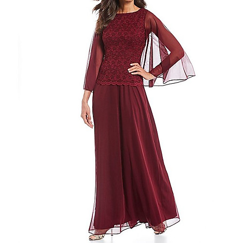 A-Line High Neck Floor Length Chiffon / Lace Mother of the Bride Dress with Tier by LAN TING Express / Petal Sleeve
A-Line High Neck Floor Length Chiffon / Lace Mother of the Bride Dress with Tier by LAN TING Express / Petal Sleeve