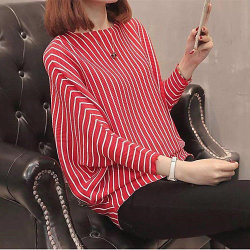Women's Striped Long Sleeve Pullover, Bateau Fall Black / White / Red One-Size
Women's Striped Long Sleeve Pullover, Bateau Fall Black / White / Red One-Size