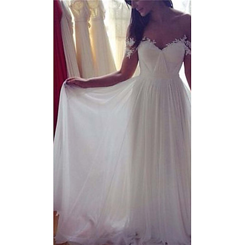 A-Line Off Shoulder Floor Length Tulle Made-To-Measure Wedding Dresses with Appliques / Bow(s) / Draping by LAN TING Express
A-Line Off Shoulder Floor Length Tulle Made-To-Measure Wedding Dresses with Appliques / Bow(s) / Draping by LAN TING Express