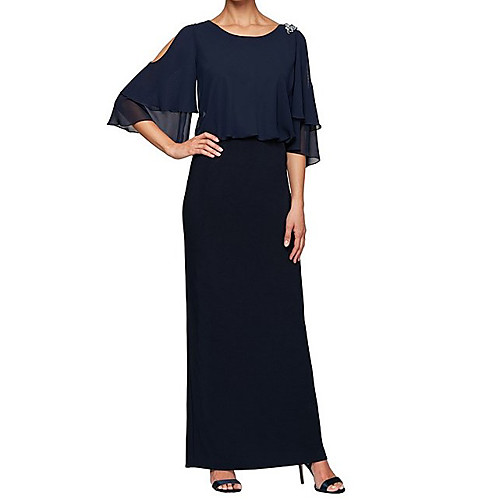 Sheath / Column Jewel Neck Floor Length Chiffon Formal Evening Dress with Beading by LAN TING Express
Sheath / Column Jewel Neck Floor Length Chiffon Formal Evening Dress with Beading by LAN TING Express