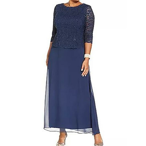 Sheath / Column Jewel Neck Ankle Length Chiffon / Lace Mother of the Bride Dress with Lace / Ruching by LAN TING Express
Sheath / Column Jewel Neck Ankle Length Chiffon / Lace Mother of the Bride Dress with Lace / Ruching by LAN TING Express