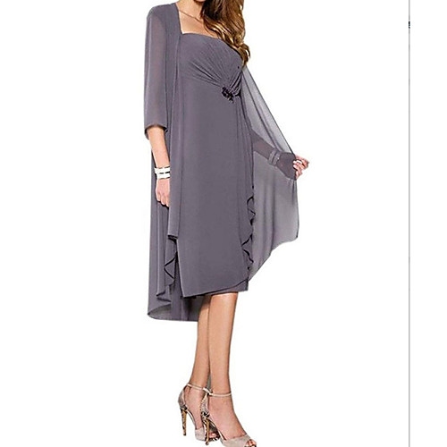 A-Line / Two Piece Straps Knee Length Chiffon Mother of the Bride Dress with Ruching by LAN TING Express / Wrap Included
A-Line / Two Piece Straps Knee Length Chiffon Mother of the Bride Dress with Ruching by LAN TING Express / Wrap Included