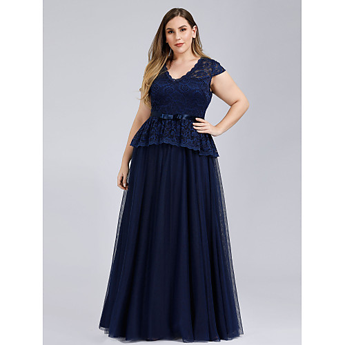 A-Line V Neck Floor Length Lace / Tulle Formal Evening Dress with Sash / Ribbon by LAN TING Express
A-Line V Neck Floor Length Lace / Tulle Formal Evening Dress with Sash / Ribbon by LAN TING Express