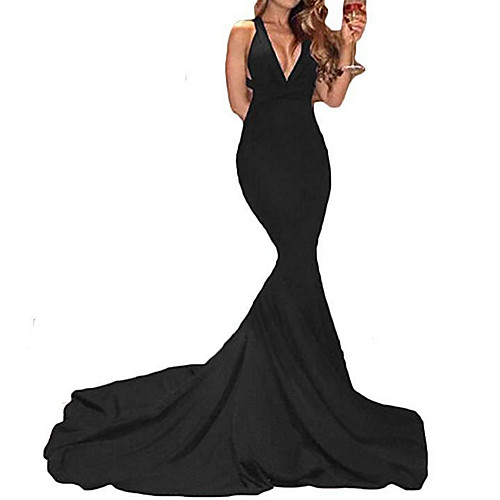 Mermaid / Trumpet Plunging Neck Sweep / Brush Train Polyester Open Back Formal Evening Dress with Pleats by LAN TING Express
Mermaid / Trumpet Plunging Neck Sweep / Brush Train Polyester Open Back Formal Evening Dress with Pleats by LAN TING Express