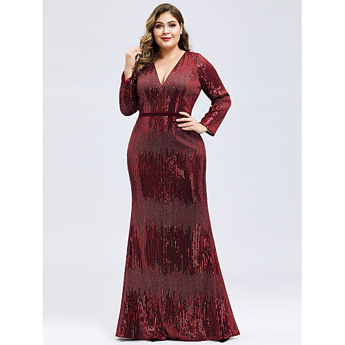 Mermaid / Trumpet Plunging Neck Floor Length Sequined Plus Size / Elegant Formal Evening Dress 2020 with Sequin
Mermaid / Trumpet Plunging Neck Floor Length Sequined Plus Size / Elegant Formal Evening Dress 2020 with Sequin