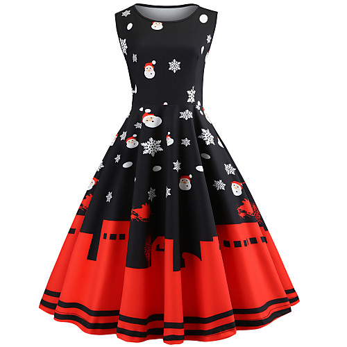 Women's Christmas Basic A Line Dress - Abstract Santa Claus, Pleated Print Black S M L XL
Women's Christmas Basic A Line Dress - Abstract Santa Claus, Pleated Print Black S M L XL