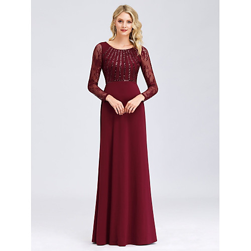 A-Line Jewel Neck Floor Length Lace / Charmeuse Formal Evening Dress with Lace Insert by LAN TING Express
A-Line Jewel Neck Floor Length Lace / Charmeuse Formal Evening Dress with Lace Insert by LAN TING Express