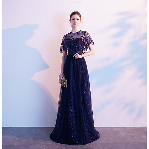 A-Line Jewel Neck Floor Length Lace Formal Evening Dress with Embroidery by LAN TING Express
A-Line Jewel Neck Floor Length Lace Formal Evening Dress with Embroidery by LAN TING Express