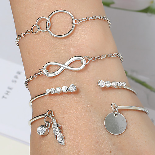Women's Bracelet Layered Feather Infinity Simple European Trendy Fashion Imitation Diamond Bracelet Jewelry Silver For Gift Daily Holiday Work
Women's Bracelet Layered Feather Infinity Simple European Trendy Fashion Imitation Diamond Bracelet Jewelry Silver For Gift Daily Holiday Work