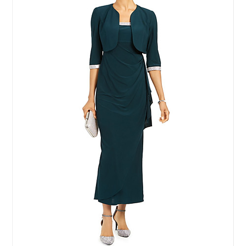 Sheath / Column / Two Piece Straps Ankle Length Polyester Mother of the Bride Dress with Split Front / Ruching by LAN TING Express / Wrap Included
Sheath / Column / Two Piece Straps Ankle Length Polyester Mother of the Bride Dress with Split Front / Ruching by LAN TING Express / Wrap Included