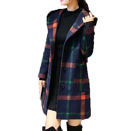 Women's Daily Winter Long Coat, Plaid Hooded Long Sleeve Polyester Orange / Red
Women's Daily Winter Long Coat, Plaid Hooded Long Sleeve Polyester Orange / Red