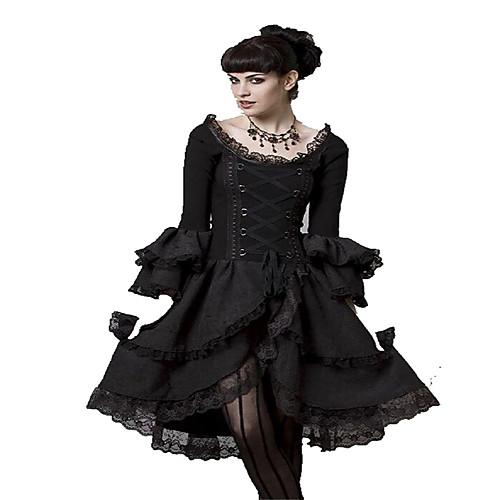 Women's Birthday Party Festival Boho Punk & Gothic Little Black Skater Dress - Solid Colored Lace Split Lace up Black S M L XL
Women's Birthday Party Festival Boho Punk & Gothic Little Black Skater Dress - Solid Colored Lace Split Lace up Black S M L XL