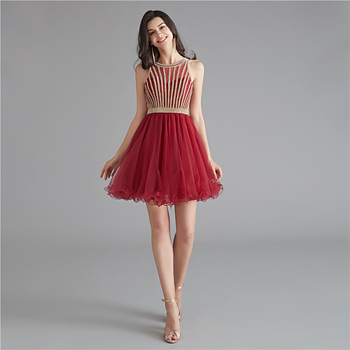 A-Line Jewel Neck Short / Mini Tulle Color Block Cocktail Party Dress with Cascading Ruffles by LAN TING Express
A-Line Jewel Neck Short / Mini Tulle Color Block Cocktail Party Dress with Cascading Ruffles by LAN TING Express