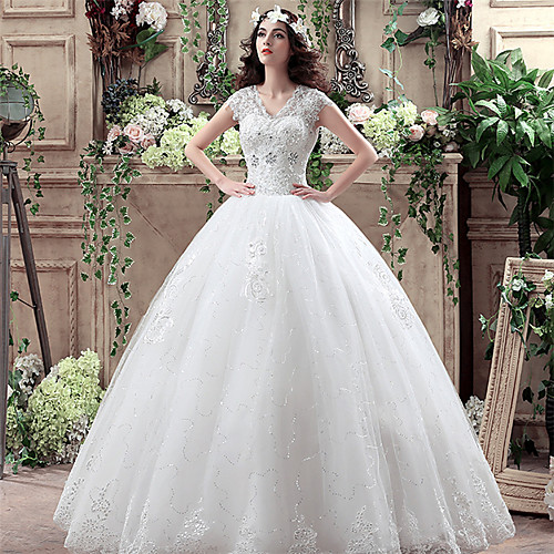 A-Line / Ball Gown V Neck Floor Length Polyester / Lace / Tulle Made-To-Measure Wedding Dresses with Crystals / Lace by LAN TING Express
A-Line / Ball Gown V Neck Floor Length Polyester / Lace / Tulle Made-To-Measure Wedding Dresses with Crystals / Lace by LAN TING Express