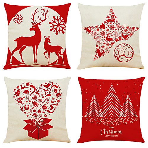 Set of 4 Christmas Tree Linen Square Decorative Throw Pillow Cases Sofa Cushion Covers 18x18
Set of 4 Christmas Tree Linen Square Decorative Throw Pillow Cases Sofa Cushion Covers 18x18