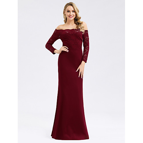 Mermaid / Trumpet Off Shoulder Floor Length Lace / Jersey Formal Evening Dress with by LAN TING Express
Mermaid / Trumpet Off Shoulder Floor Length Lace / Jersey Formal Evening Dress with by LAN TING Express