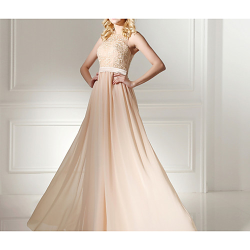 A-Line Illusion Neck Floor Length Polyester Bridesmaid Dress with Lace by LAN TING Express
A-Line Illusion Neck Floor Length Polyester Bridesmaid Dress with Lace by LAN TING Express