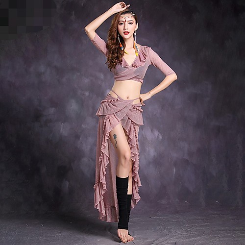 Belly Dance Outfits Women's Training / Performance Stretch Yarn Cascading Ruffles Half Sleeve Natural Skirts / Top
Belly Dance Outfits Women's Training / Performance Stretch Yarn Cascading Ruffles Half Sleeve Natural Skirts / Top